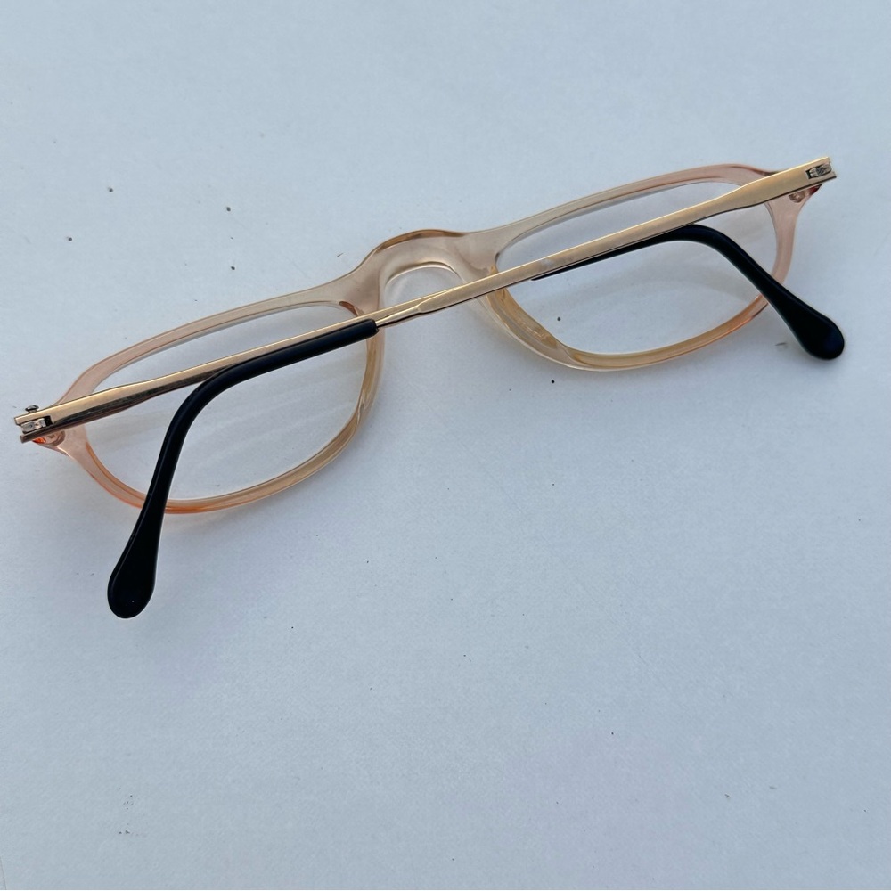Vintage Rectangle Eyeglass Frames Only, Clear Ros… - image 2